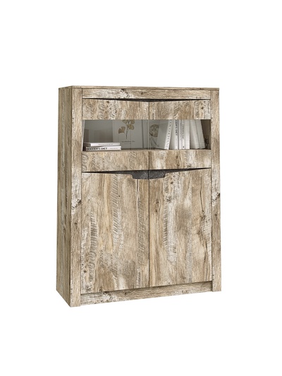 Шкаф – сервант «Ривьера», со стеклом, 1142×450×1500 мм, цвет дуб юкон/бетон тёмный