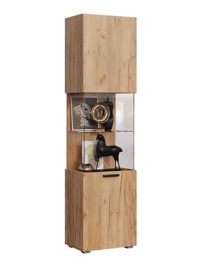 Шкаф – пенал «Алтея», со стеклом, 500×346×1920 мм, цвет дуб крафт/дуб крафт