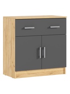 Комод Бася 1 ящик 2 двери, 800х430х816, Графит/Дуб крафт - фото 14896277