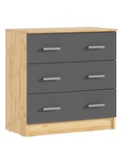 Комод Бася 3 ящика, 800х430х816, Графит/Дуб крафт - фото 117153092