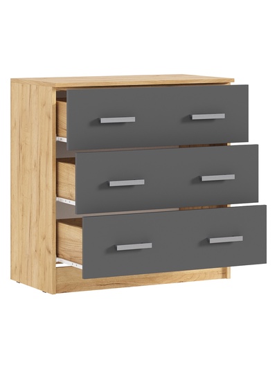 Комод напольный «Бася» 3 ящика, 800×430×816 мм, цвет графит/дуб крафт