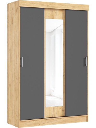 Шкаф – купе «Бася», 1300×520×2016 мм, цвет графит/дуб крафт