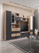 Шкаф трехстворчатый Белла, 1200х470х2120, Графит/Дуб крафт - фото 14896317