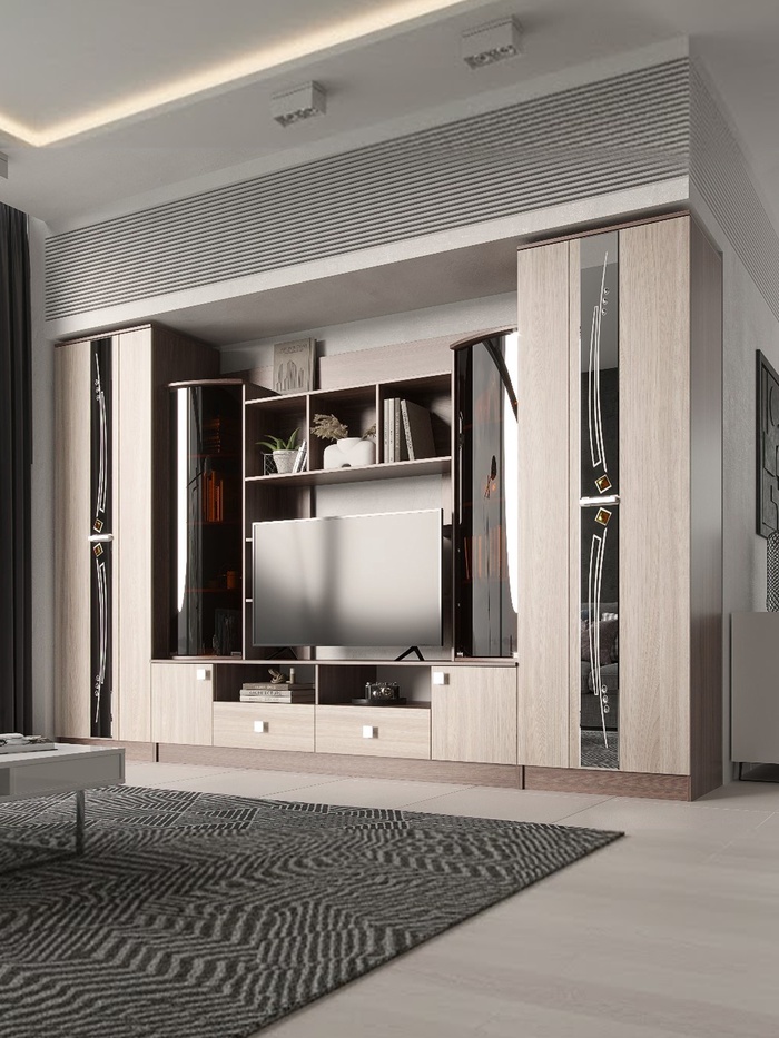 Гостиная «Венеция», 3400×530×2200 мм, цвет шимо светлый/шимо тёмный - Фото 1