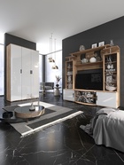 Шкаф двухстворчатый Виста, 800х470х2120, Белый глянец/Дуб крафт - фото 14896345