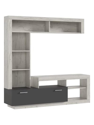 Гостиная «Ангара», 1705×416×1705 мм, цвет графит/дуб крафт белый