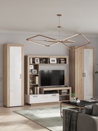 Шкаф двухстворчатый Ангара, 900х396х2070, Белый глянец/Сонома - фото 14896389