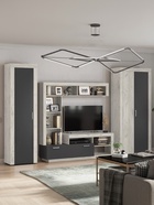 Шкаф двухстворчатый Ангара, 900х396х2070, Графит/Дуб крафт белый - фото 14896392