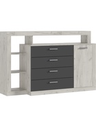 Комод Ангара, 1602х476х1040, Графит/дуб крафт белый - фото 14896403