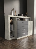 Комод Ангара, 1602х476х1040, Графит/дуб крафт белый - фото 14896404