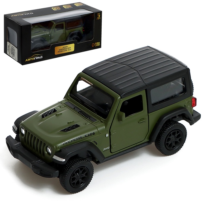 УЦЕНКА Машина металлическая JEEP WRANGLER, 1:32, инерция, цвет матовый зеленый - Фото 1