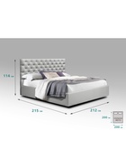 Кровать двуспальная «Фрейм КАРЕТНАЯ СТЯЖКА», спальное место 2000×2000 мм, ткань вивальди 14, цвет светло – серый - Фото 2