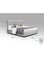 Кровать двуспальная «Фрейм КАРЕТНАЯ СТЯЖКА», спальное место 1400×2000 мм, ткань вивальди 14, цвет светло – серый - Фото 2