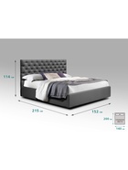 Кровать двуспальная «Фрейм КАРЕТНАЯ СТЯЖКА», спальное место 1400×2000 мм, ткань вивальди 34, цвет графит - Фото 2