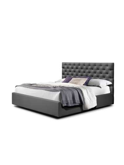 Кровать двуспальная «Фрейм КАРЕТНАЯ СТЯЖКА», спальное место 1200×2000 мм, ткань вивальди 34, цвет графит