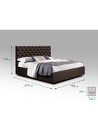 Кровать двуспальная «Фрейм КАРЕТНАЯ СТЯЖКА», спальное место 1400×2000 мм, ткань вивальди 10, цвет кофе - Фото 2