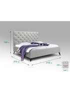 Кровать двуспальная «Фрейм КАРЕТНАЯ СТЯЖКА» высокие ножки, спальное место 2000×2000 мм, ткань вивальди 14, цвет светло – серый 1092 - Фото 2