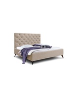 Кровать двуспальная «Фрейм КАРЕТНАЯ СТЯЖКА», высокие ножки, спальное место 1400×2000 мм, ткань вивальди 3, цвет бежевый - Фото 1