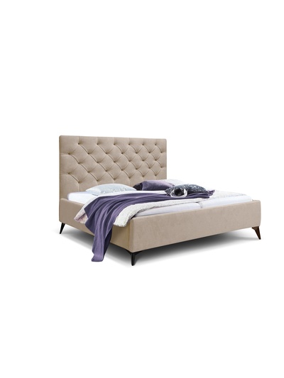 Кровать односпальная «Фрейм КАРЕТНАЯ СТЯЖКА», высокие ножки, спальное место 900×2000 мм, ткань вивальди 3, цвет бежевый