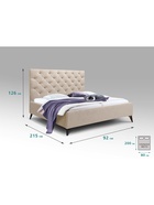 Кровать односпальная «Фрейм КАРЕТНАЯ СТЯЖКА», высокие ножки, спальное место 800×2000 мм, ткань вивальди 3, цвет бежевый - Фото 2