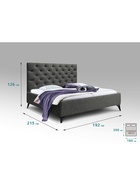 Кровать двуспальная «Фрейм КАРЕТНАЯ СТЯЖКА» высокие ножки, спальное место 1800×2000 мм, ткань вивальди 34, цвет графит - Фото 5