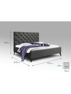 Кровать двуспальная «Фрейм КАРЕТНАЯ СТЯЖКА» высокие ножки, спальное место 1600×2000 мм, ткань вивальди 34, цвет графит - Фото 5