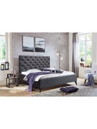 Кровать двуспальная «Фрейм КАРЕТНАЯ СТЯЖКА», высокие ножки, спальное место 1200×2000 мм, ткань вивальди 34, цвет графит - Фото 1