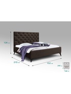 Кровать двуспальная «Фрейм КАРЕТНАЯ СТЯЖКА», высокие ножки, спальное место 1400×2000 мм, ткань вивальди 10, цвет кофе - Фото 2