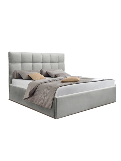 Кровать двуспальная «Фрейм КЛЕТКА», спальное место 2000×2000 мм, ткань вивальди 14, цвет светло – серый