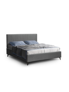 Кровать двуспальная «Фрейм СТРАЙП», с высокими ножками, спальное место 1600×2000 мм ткань вивальди 34, цвет графит  (артикул 10923794)  большой выбор товаров оптом и в розницу по низким ценам с доставкой