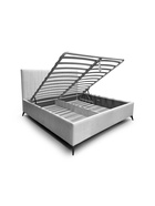 Кровать двуспальная «Фрейм СТРАЙП», с высокими ножками, спальное место 1400×2000 мм, ткань вивальди 34, цвет графит  (артикул 10923795)  большой выбор товаров оптом и в розницу по низким ценам с доставкой