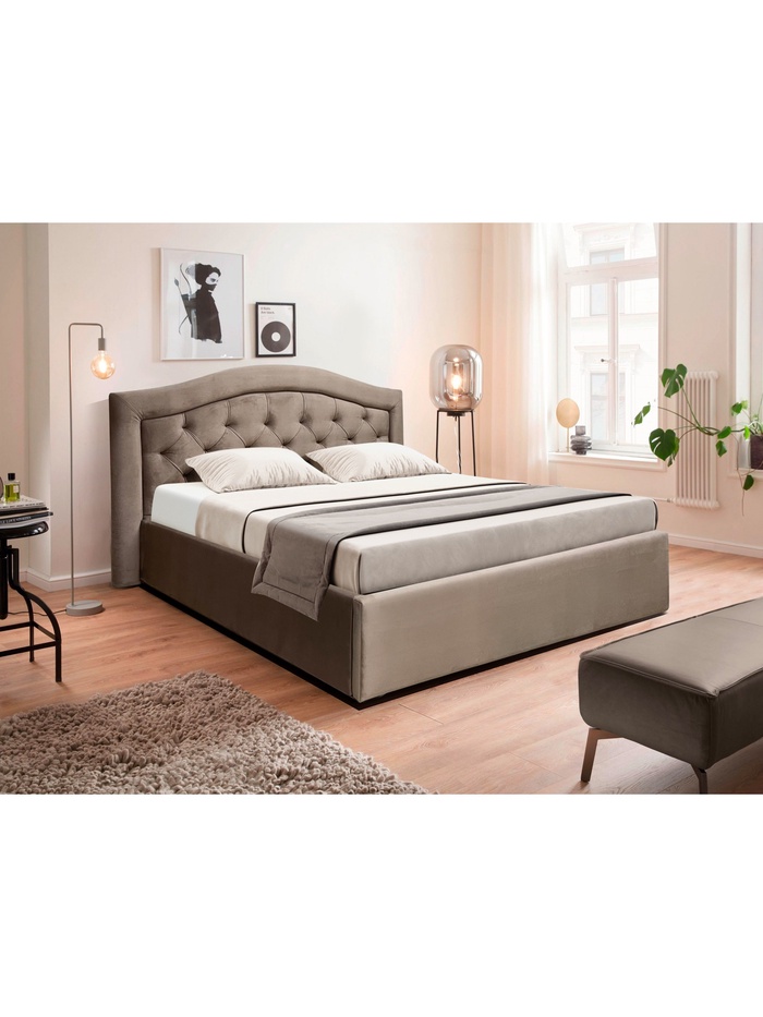 Кровать двуспальная «Фрейм БЭНД», с подъёмным механизмом, спальное место 1600×2000 мм, ткань вивальди, цвет капучино - Фото 1