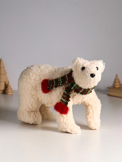 Фигурка «Белый медведь в новогоднем шарфе», 29×13×20 см