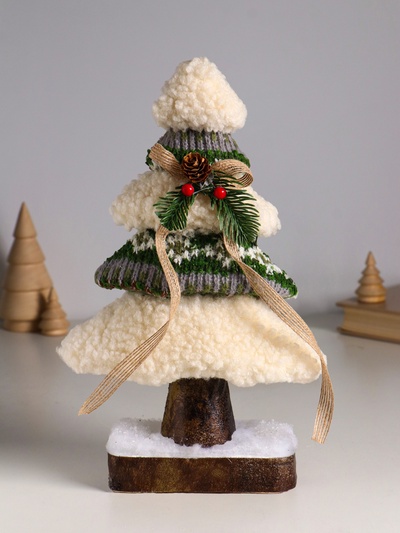 Фигурка «Вязаная ёлочка с бантом», 19×8×30 см