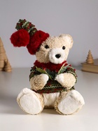 Фигурка «Медведь в свитере и колпаке, с еловой веткой», 16×15×27 см - Фото 1