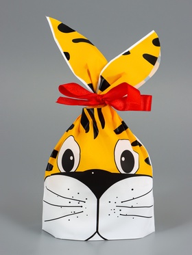 Пакет полиэтиленовый подарочный с ушками «Тигр», 13?23 см (комплект 20 шт)