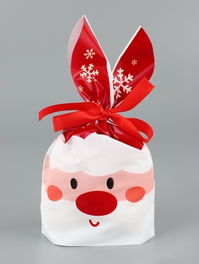 Пакет подарочный новогодний, полиэтиленовый с ушками «Дедушка Мороз», МИКС, 13?23 см (комплект 20 шт)