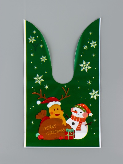 Пакет подарочный новогодний, полиэтиленовый с ушками «Дед Мороз в очках», МИКС, 13×23 см