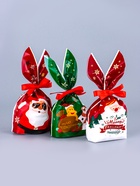 Пакет подарочный новогодний, полиэтиленовый с ушками «Дед Мороз в очках», МИКС, 13×23 см - Фото 10