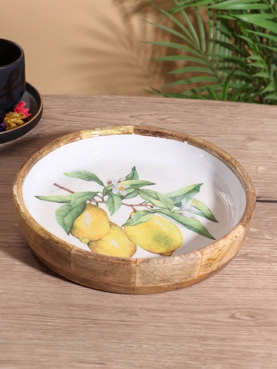 УЦЕНКА Блюдо «Лимоны» дерево манго 25×25×4.5 см