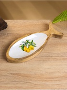 УЦЕНКА Блюдо в форме рыбки «Лимоны» дерево манго 25.5×10×2 см - Фото 2