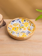 УЦЕНКА Блюдо «Желтые и синие цветы» дерево манго 25×25×4.5 см - Фото 2