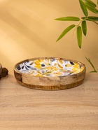 УЦЕНКА Блюдо «Желтые и синие цветы» дерево манго 25×25×4.5 см - Фото 5