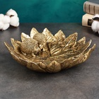 УЦЕНКА Подставка для мелочей «Пара ежей на тарелке из листьев», под золото, 24×24×6.5 см - Фото 3