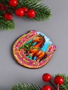 Магнит на холодильник «Новогодняя подкова с конём. Веселья и радости», 7×7 см - Фото 3