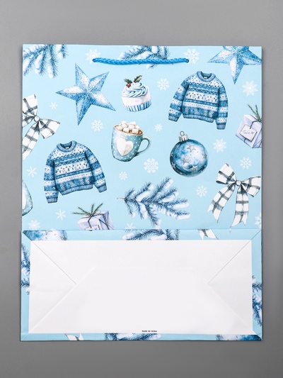 Пакет подарочный новогодний ламинированный, «Новогодние игрушки », 26×12×32 см
