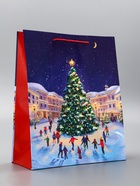 Пакет подарочный новогодний ламинированный, «Новогодний каток», 26×12×32 см - Фото 2