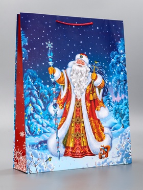 Пакет подарочный новогодний ламинированный, «Дед Мороз», 33?10?42.5 см (комплект 2 шт)