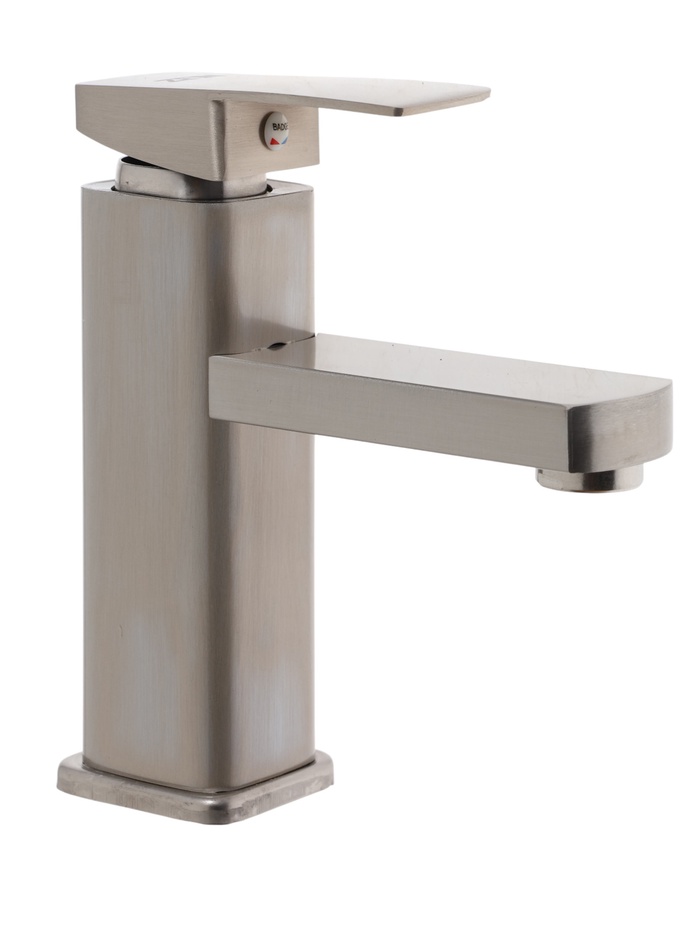 УЦЕНКА Смеситель для раковины ZEIN Z4070, картридж 35 мм, длина излива 12 см, нерж. сталь, сатин 1 - Фото 1