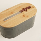 УЦЕНКА Хлебница металлическая с бамбуковой крышкой Каса Перфекто 36×20×15.5 см и ножом 28.3×2 см - Фото 4